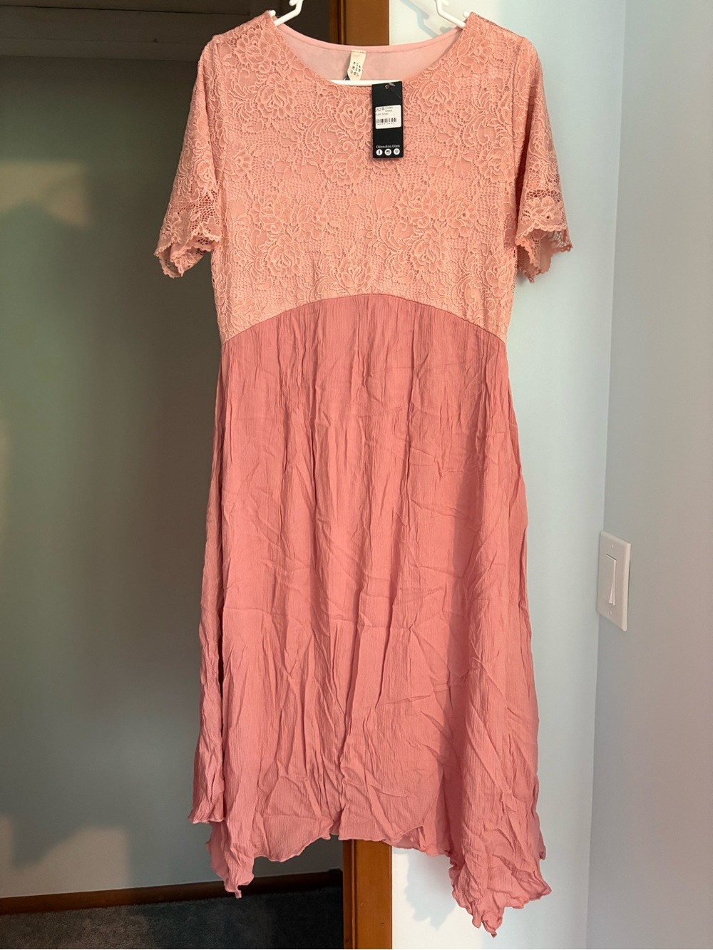 Women's Dusty Rose Lace Bodice Maxi Dress